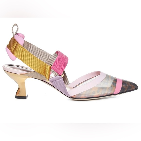 New  Authantic Fendi Colibrì Mesh Slingback Pumps - Picture 5 of 6